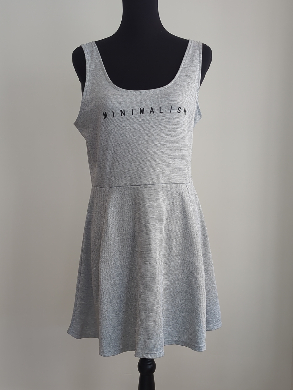 H&M Divided Heather Gray 'Minimalism' Skater Fit and Flare Tank Dress SIZE 14